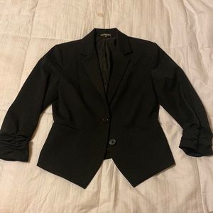 Black Express 3/4 ruched sleeve blazer